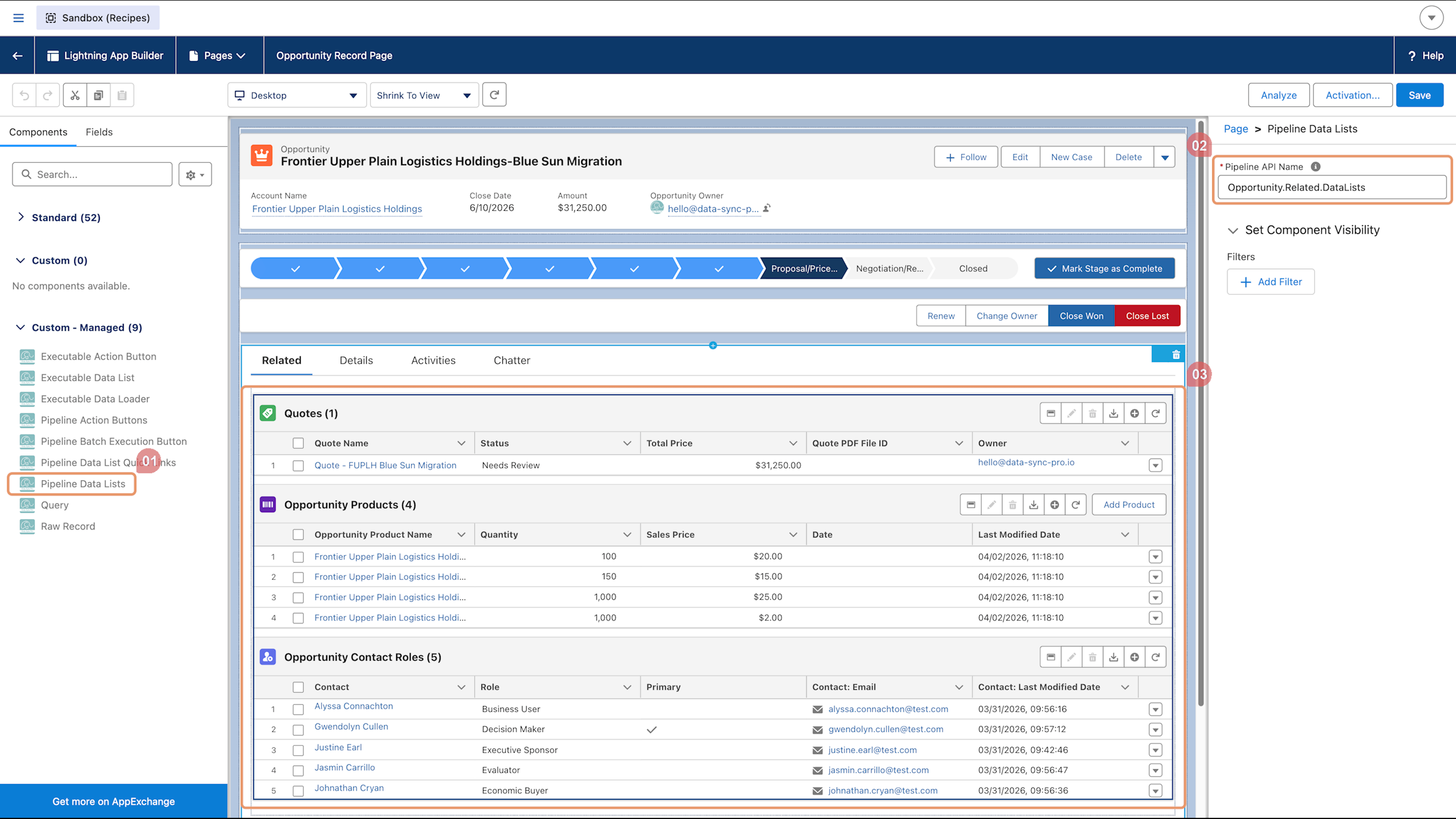 Pipeline Data Lists