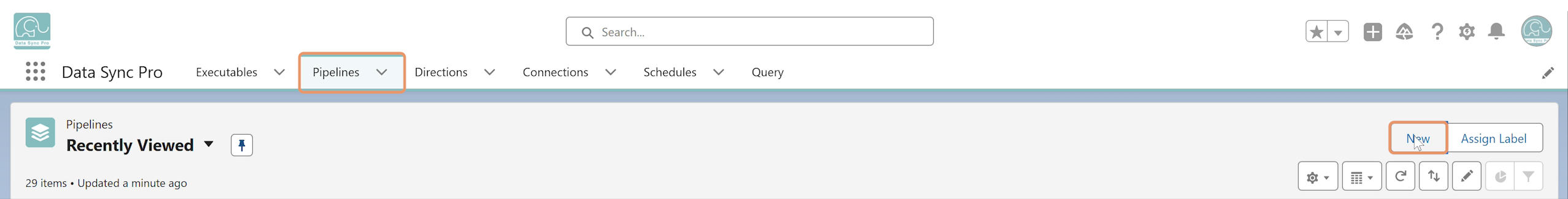Click the New button on the Pipelines tab