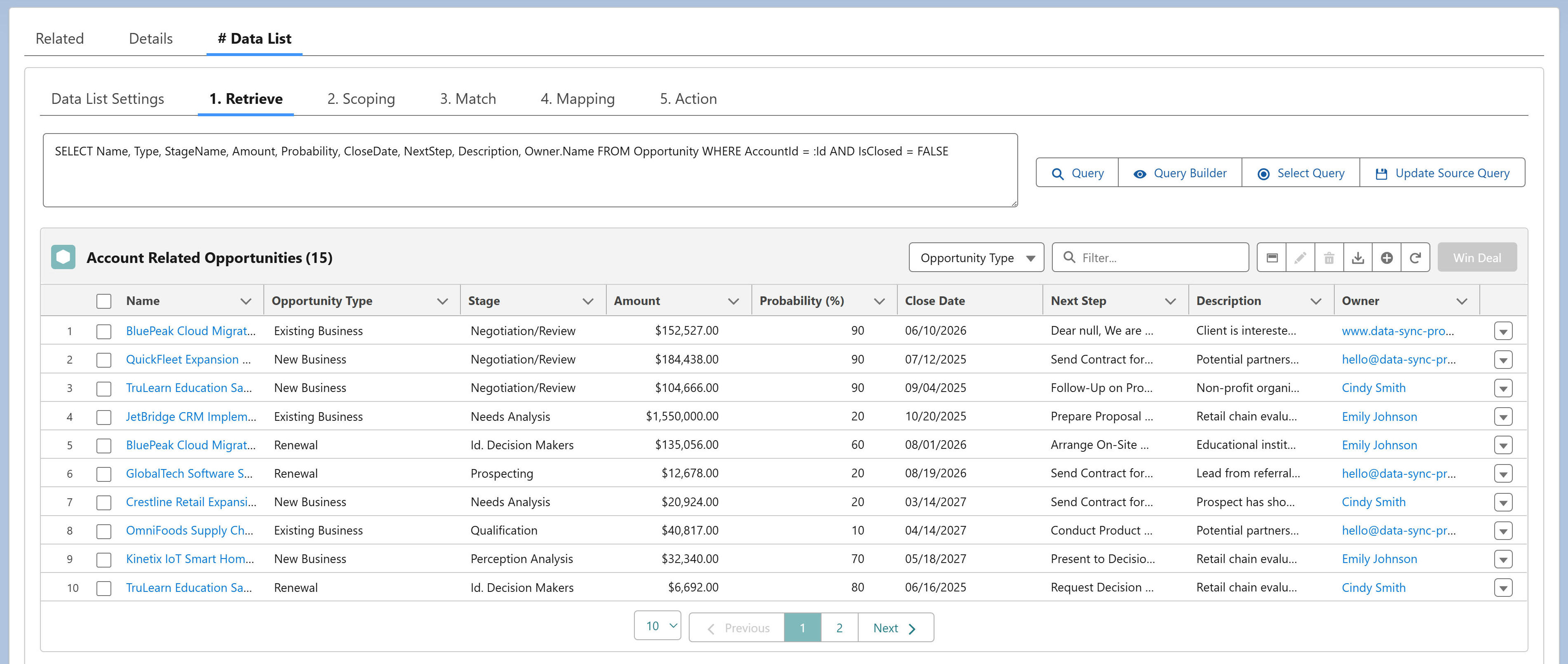 Retrieve step with SOQL query and record preview