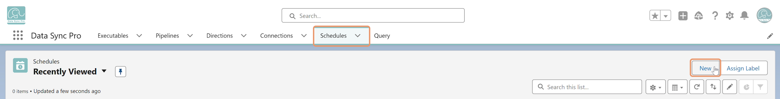 Click the New button on the Schedules tab